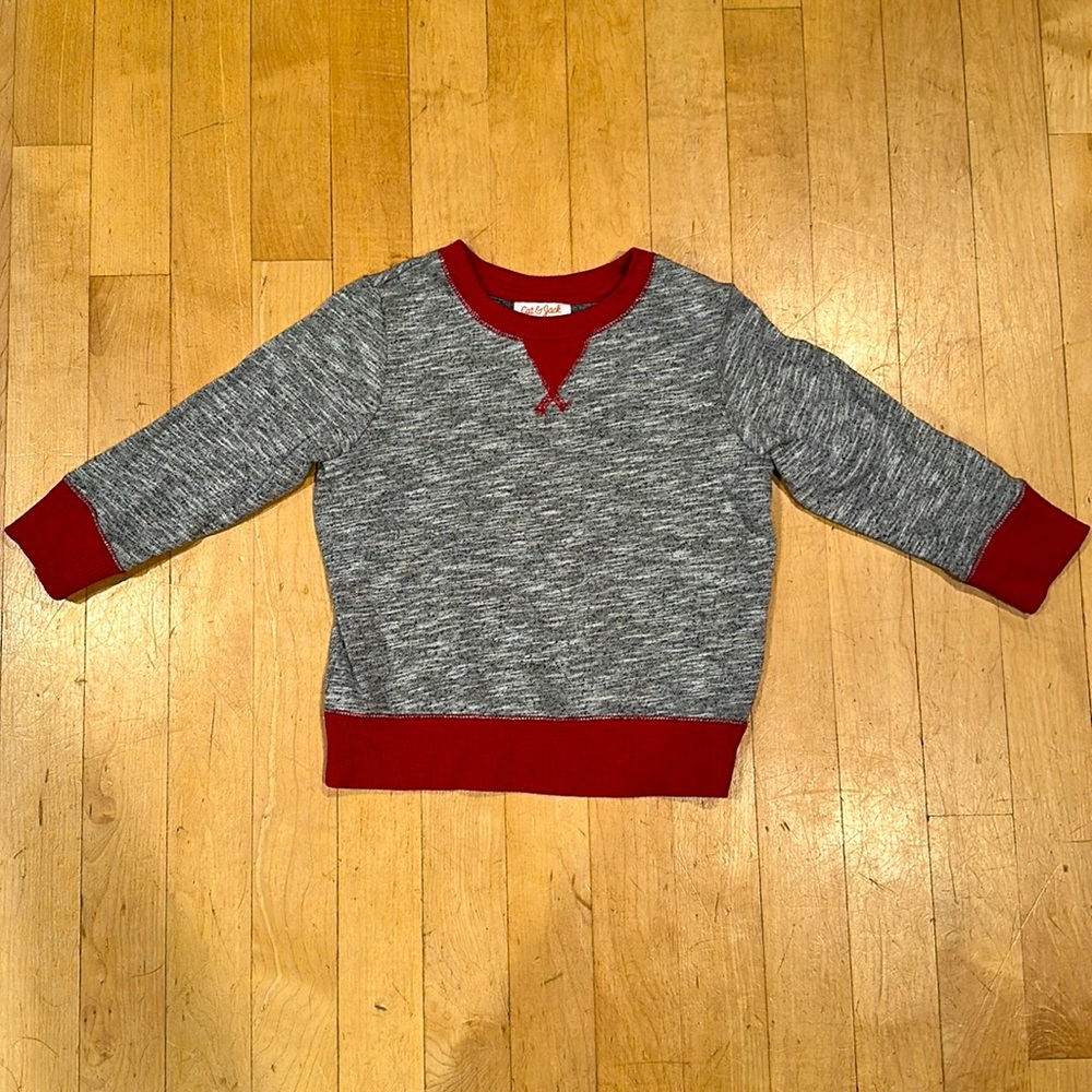 Boys Pullover Sweater. Gray & Red. Size 2T. Cat & Jack.
